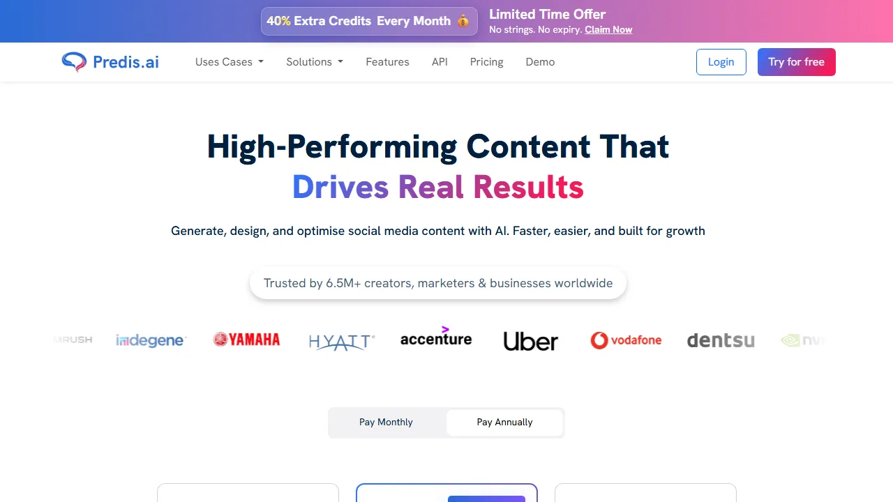 Predis pricing page: plans and rates