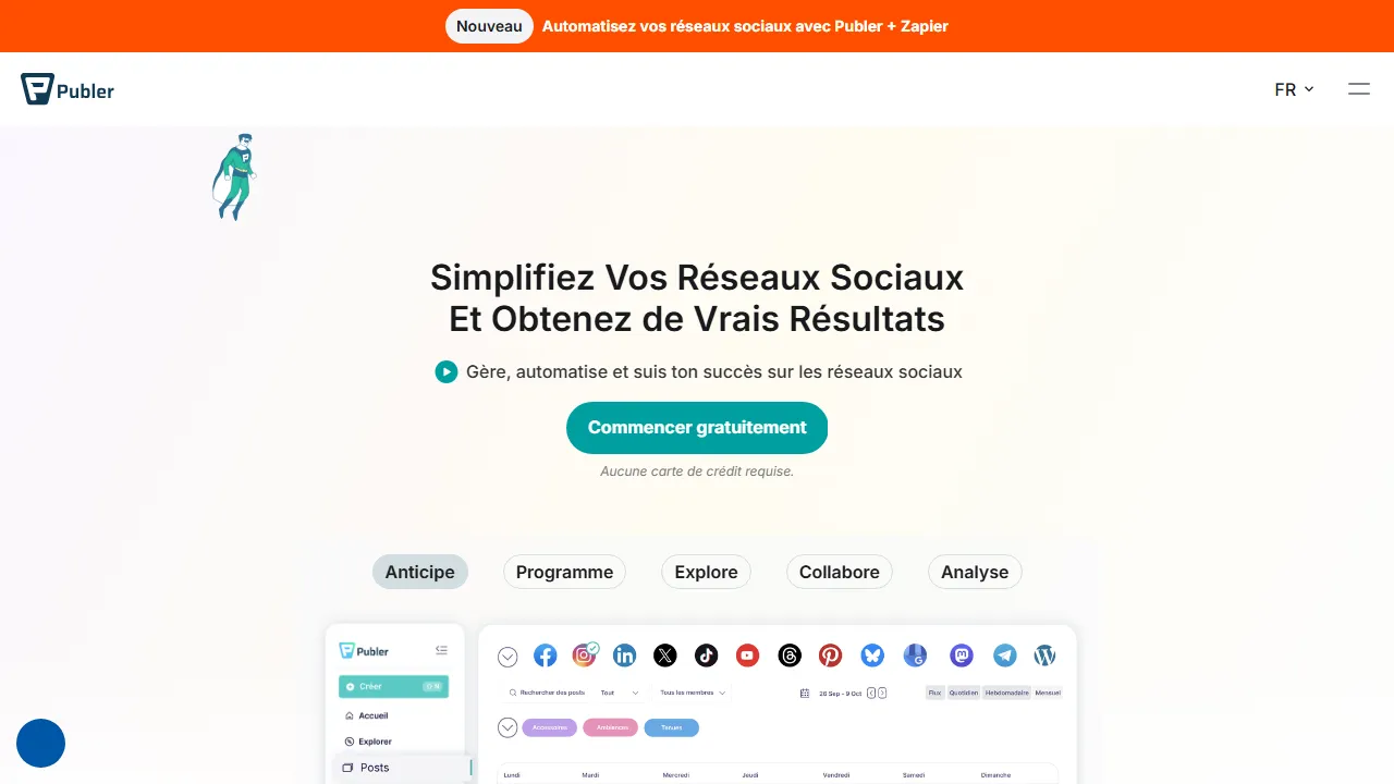 Publer homepage, marketing & seo AI tool
