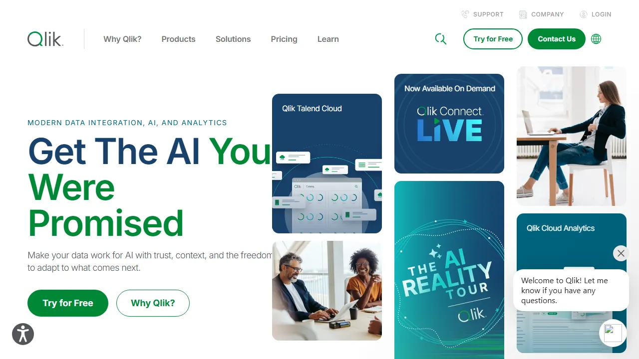 Qlik Sense homepage, data & analysis AI tool