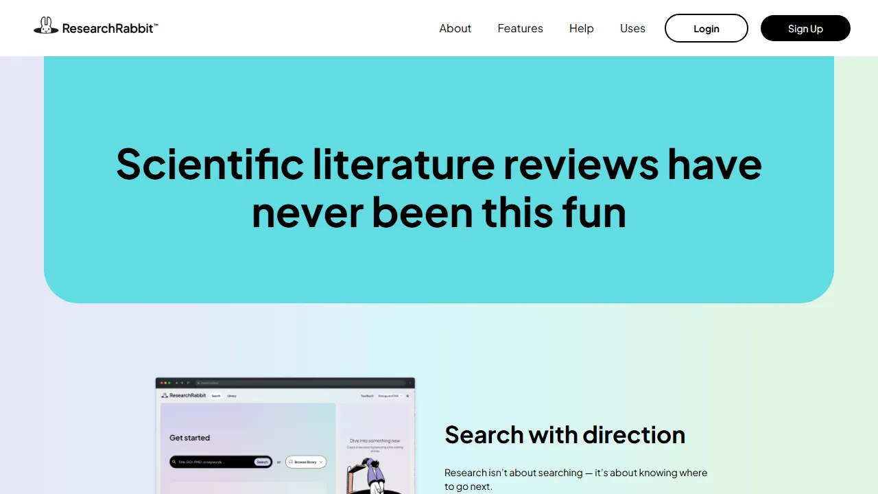 ResearchRabbit features, search AI tool