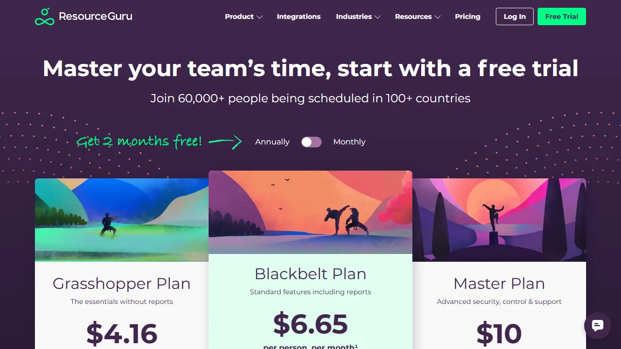 Resource Guru pricing page: plans and rates