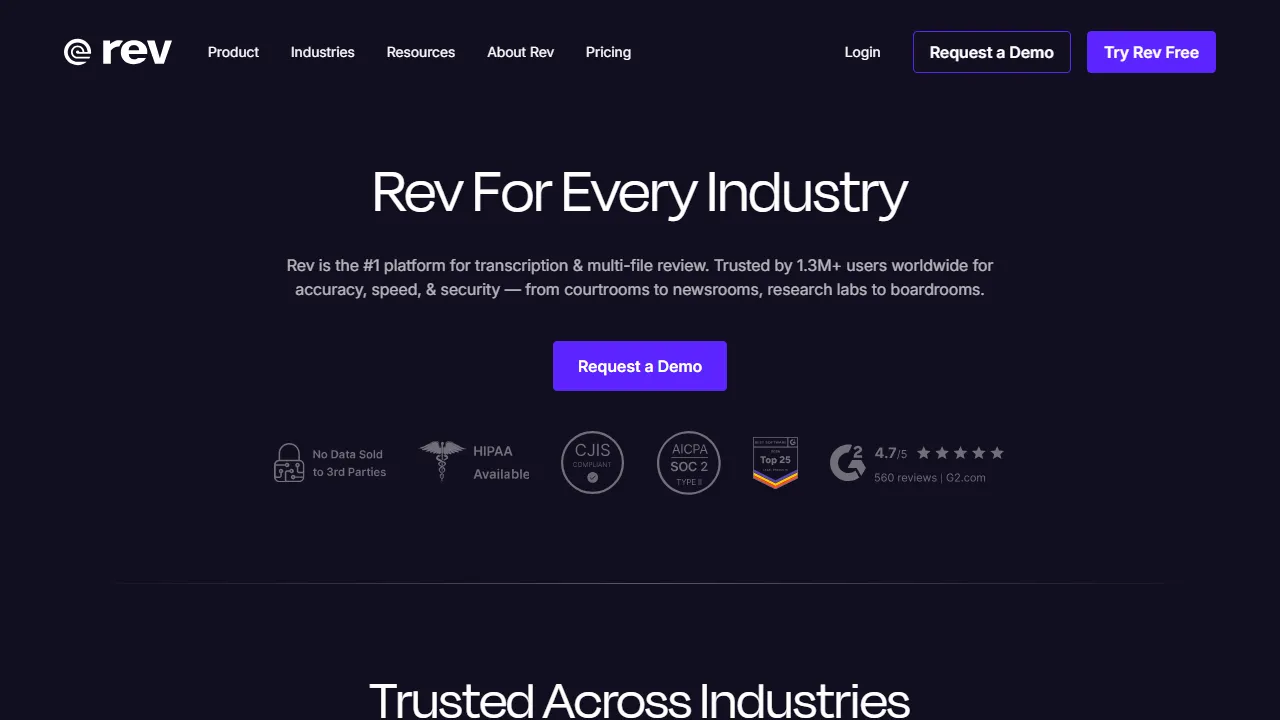 Rev features, transcription & meetings AI tool