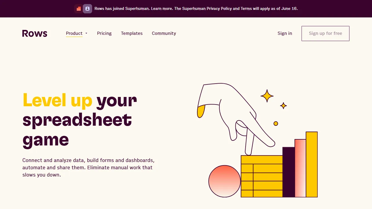 Rows features, data & analysis AI tool