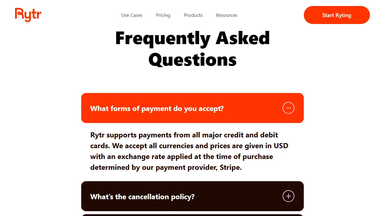 Rytr pricing page: plans and rates