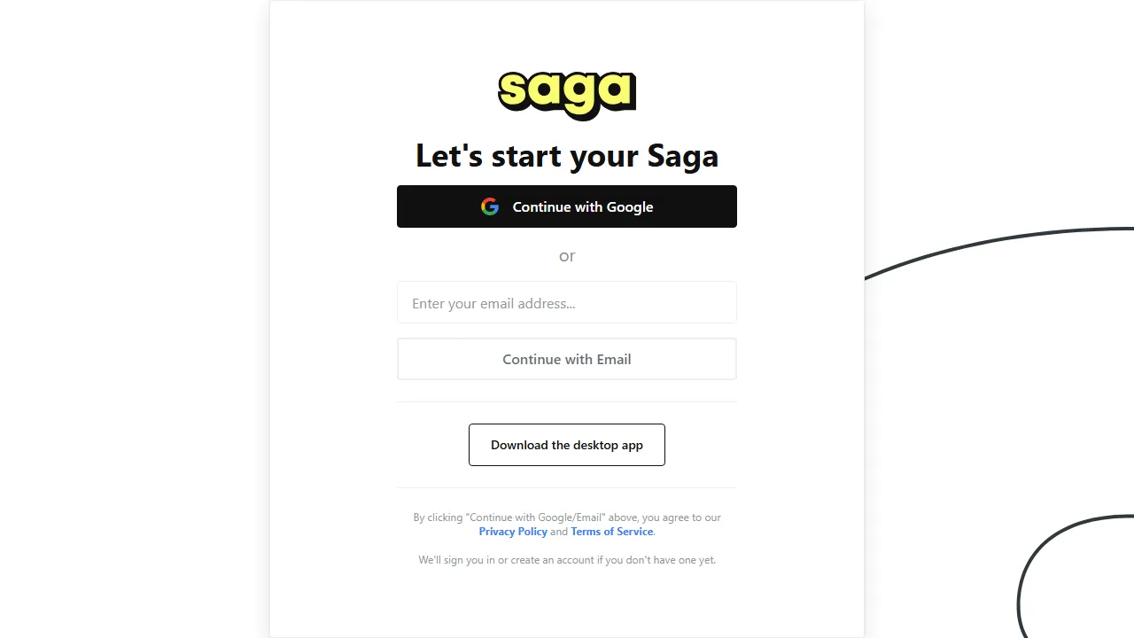 Saga AI features, productivity AI tool
