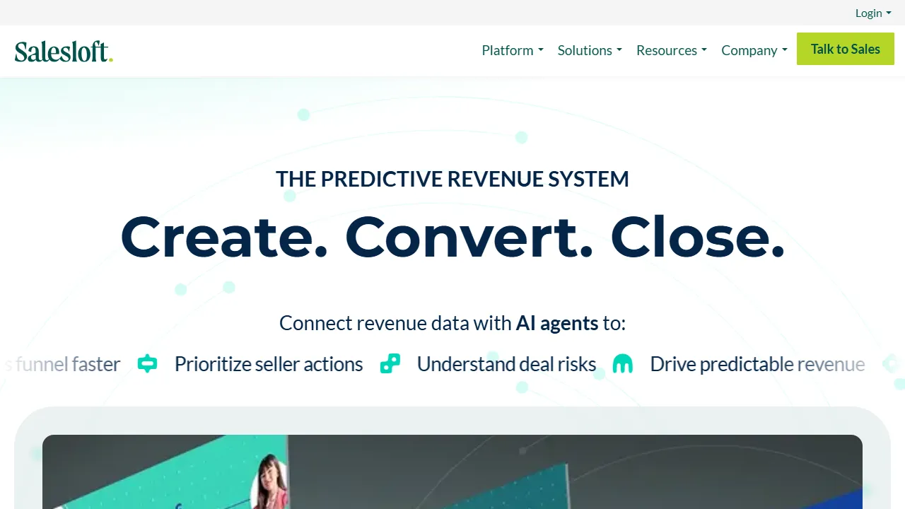 Salesloft homepage, marketing & seo AI tool