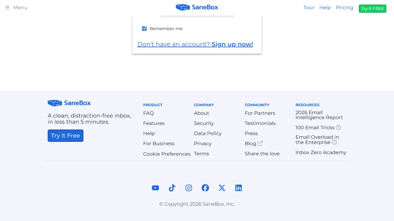 Sanebox features, productivity AI tool