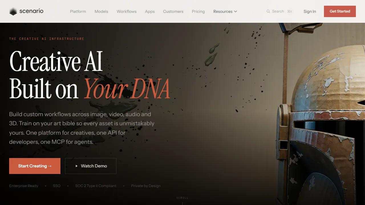 Scenario homepage, image AI tool