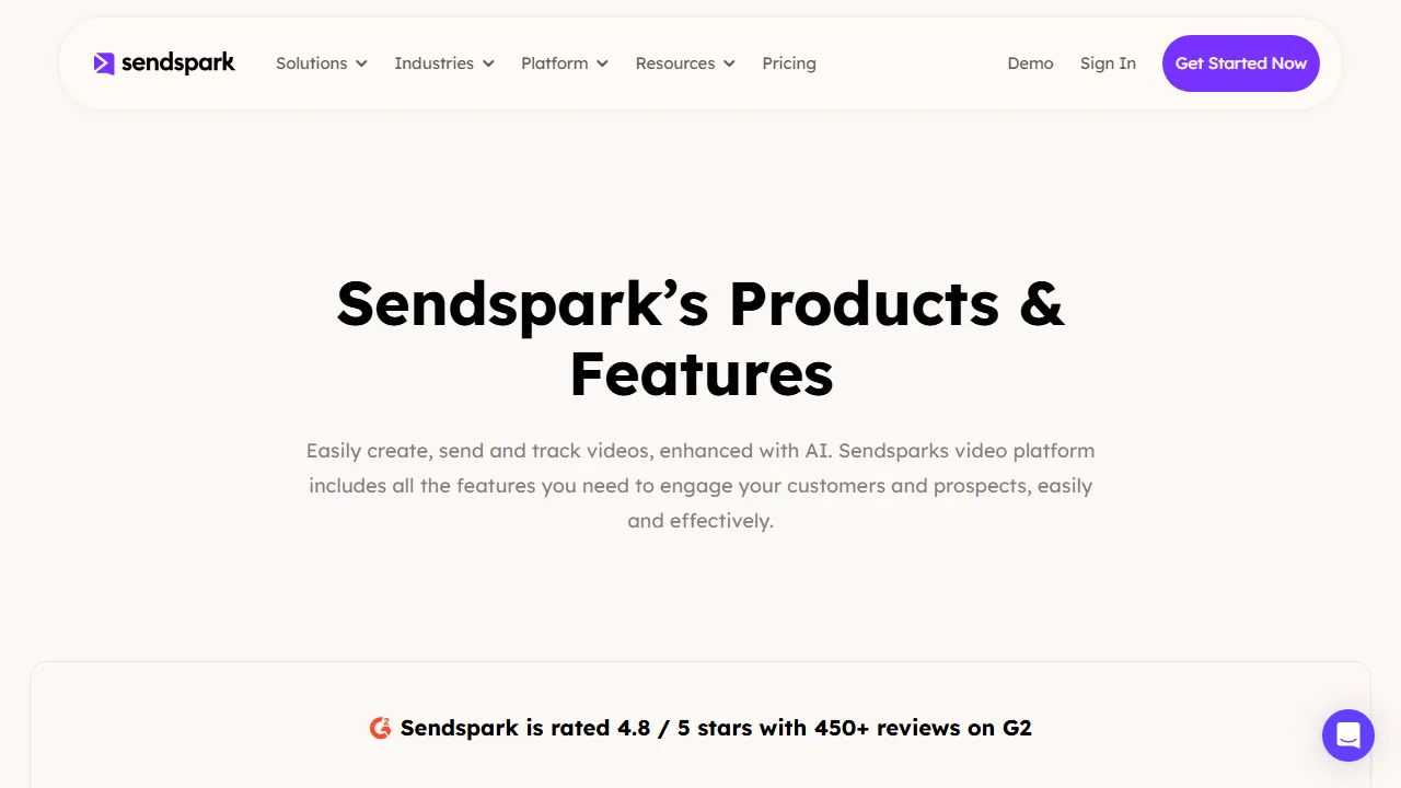 Sendspark Decks features, presentation AI tool