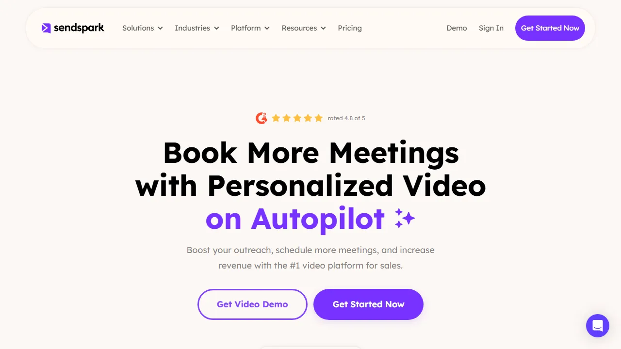 Sendspark Decks homepage, presentation AI tool