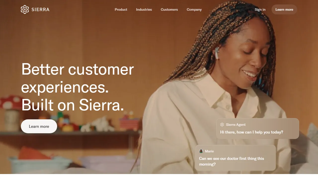 Sierra homepage, customer support & sales AI tool