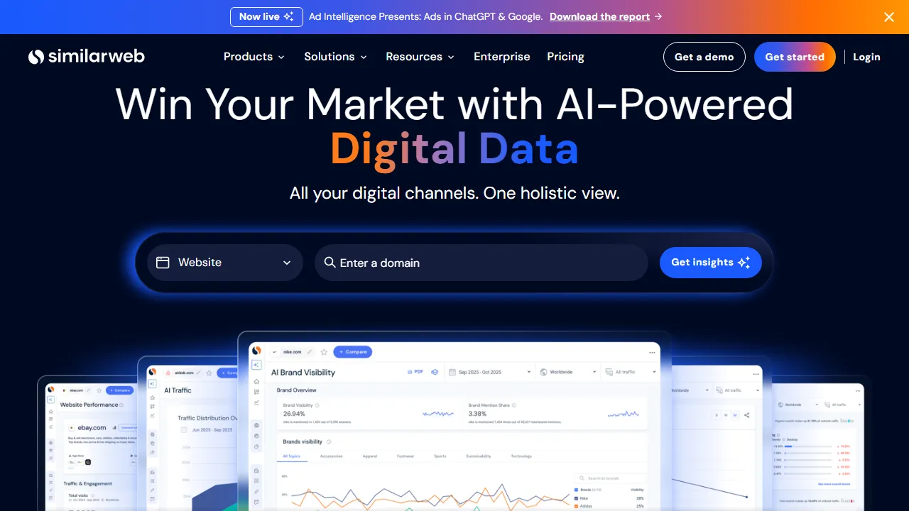 SimilarWeb homepage, marketing & seo AI tool