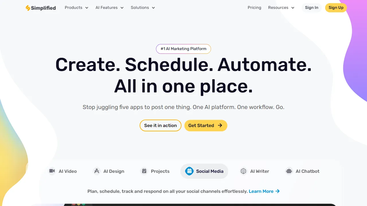 Simplified homepage, writing AI tool