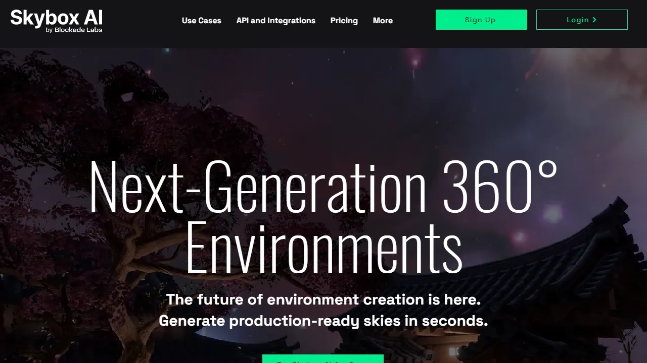 Skybox homepage, 3d & modeling AI tool