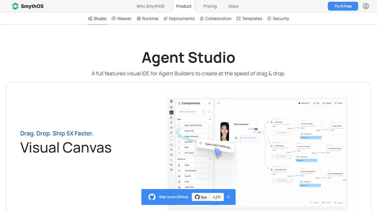 Smyth OS features, ai agents AI tool