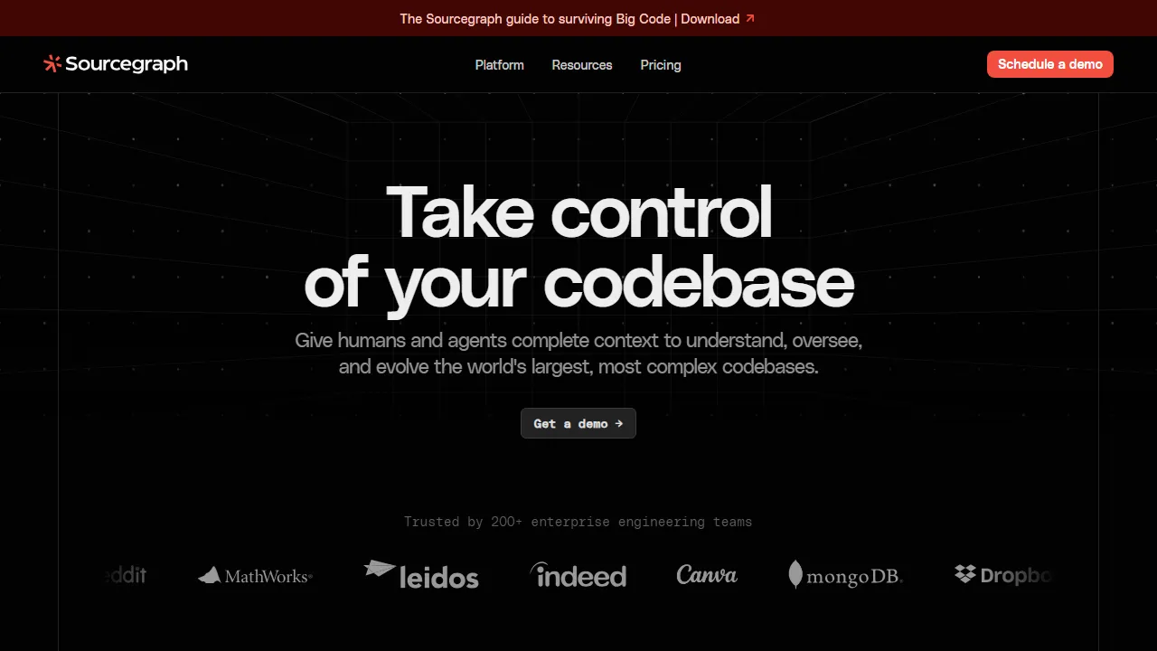 Sourcegraph Cody homepage, code AI tool