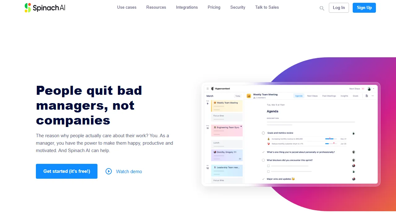 Spinach features, transcription & meetings AI tool