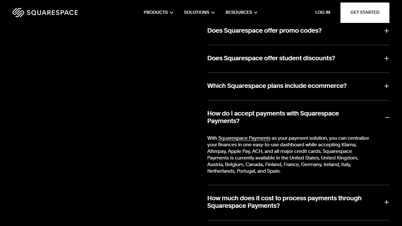 Squarespace pricing page: plans and rates