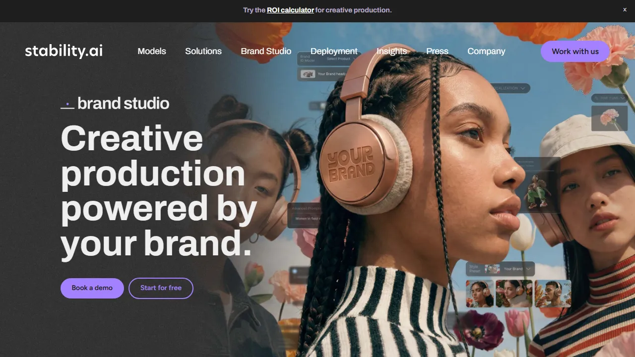 Stable Diffusion homepage, image AI tool