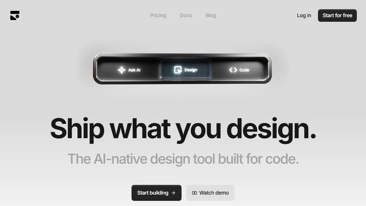 Subframe homepage, no-code AI tool