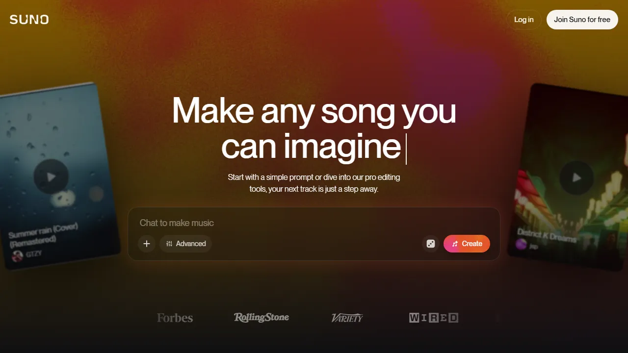 Suno features, voice & audio AI tool