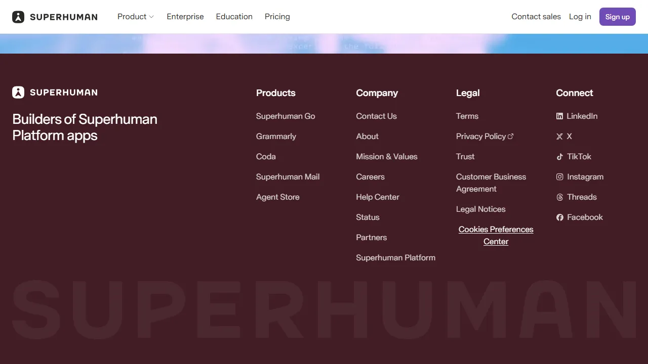 Superhuman homepage, productivity AI tool