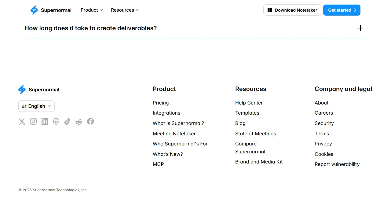 Supernormal homepage, transcription & meetings AI tool