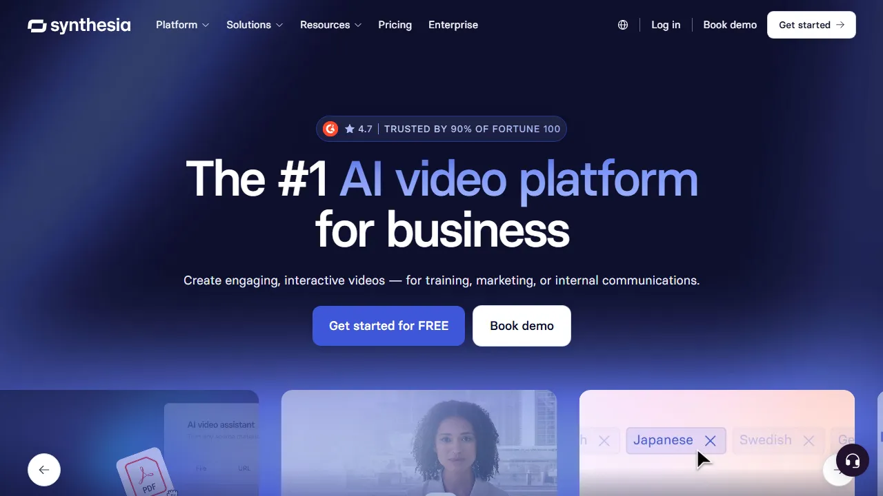 Synthesia features, video AI tool