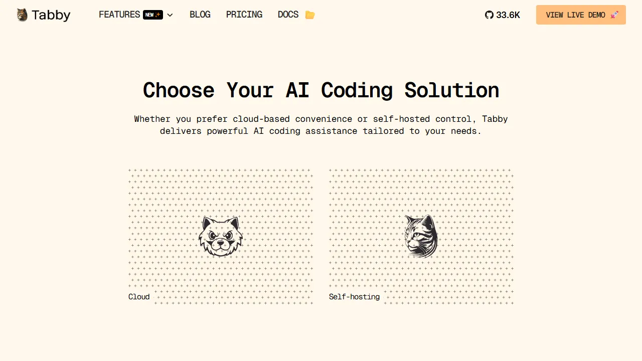Tabby features, code AI tool
