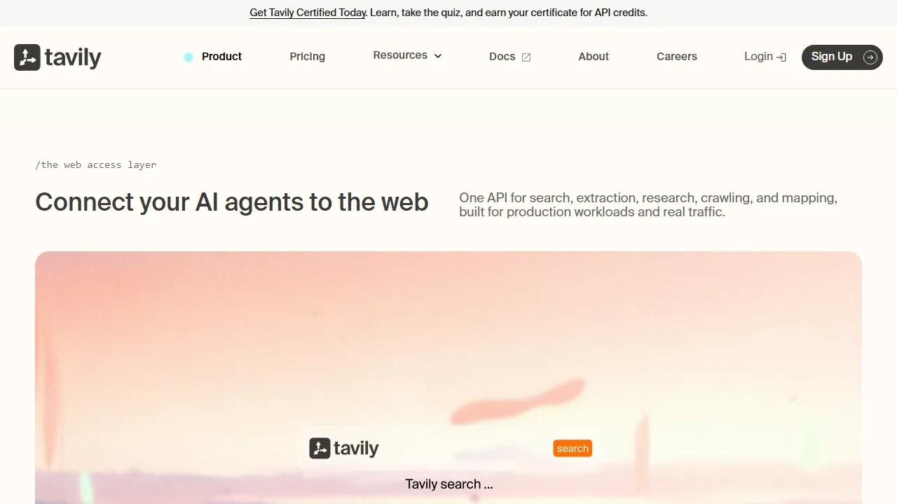 Tavily features, search AI tool