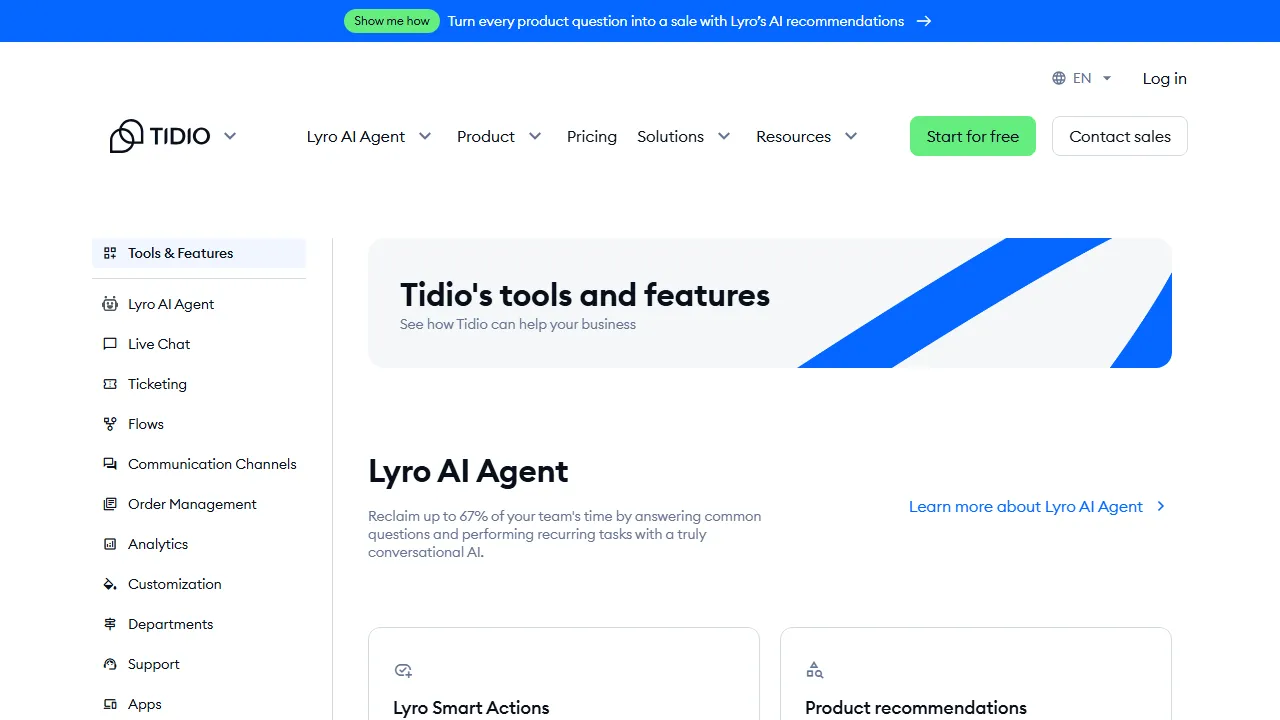 Tidio features, customer support & sales AI tool