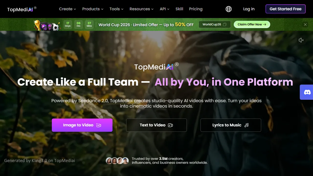 Topmediai homepage, voice & audio AI tool