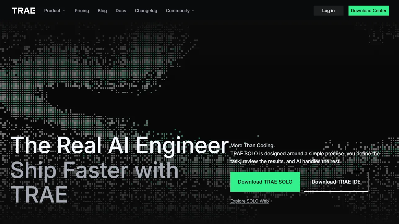 Trae homepage, code AI tool