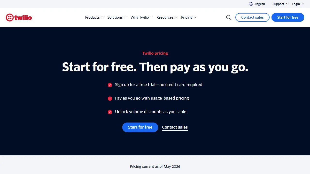 Twilio Flex pricing page: plans and rates