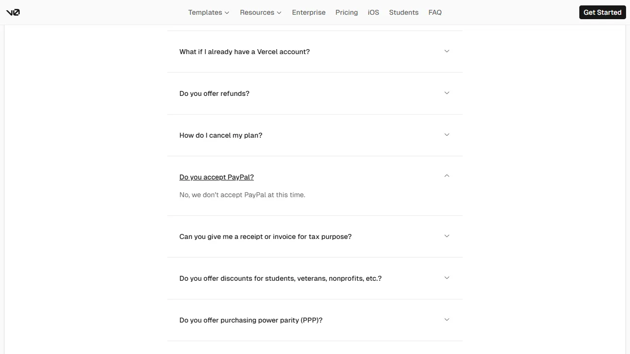 v0 pricing page: plans and rates