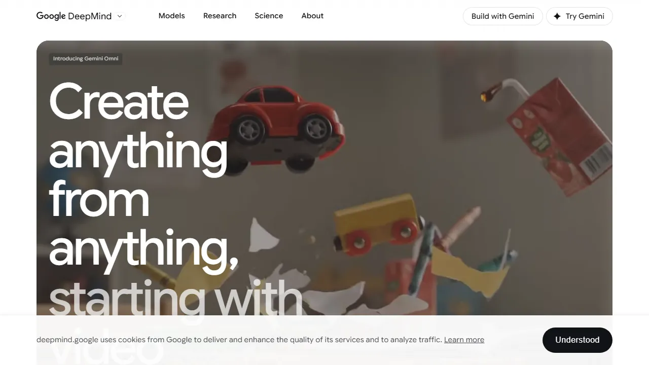 Veo homepage, video AI tool