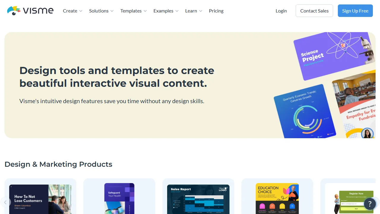 Visme AI features, presentation AI tool