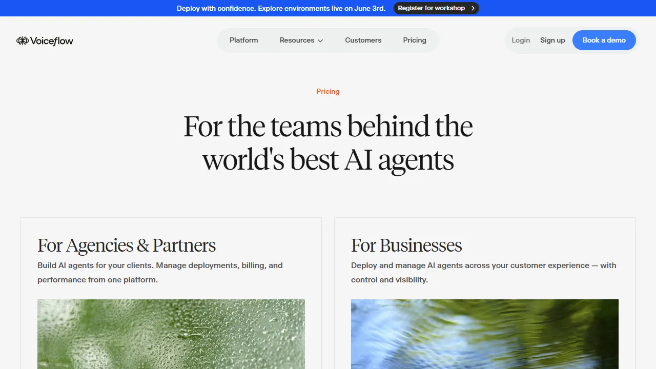 Voiceflow pricing page: plans and rates