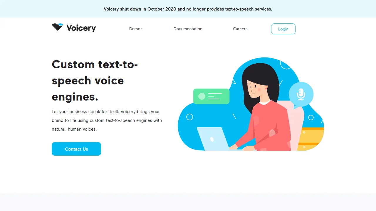 Voicery homepage, voice & audio AI tool