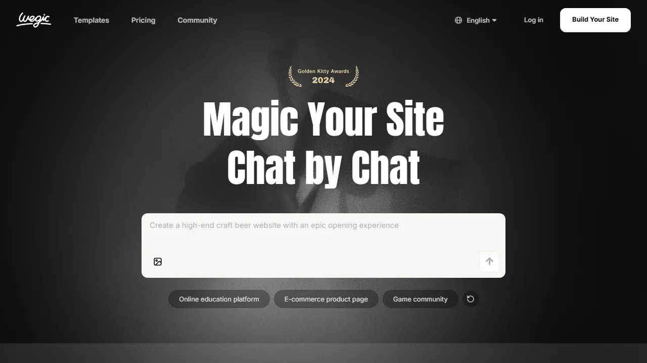 Wegic homepage, no-code AI tool