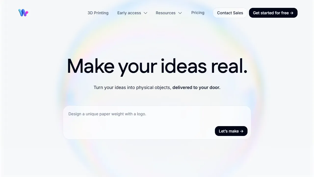 Womp homepage, 3d & modeling AI tool