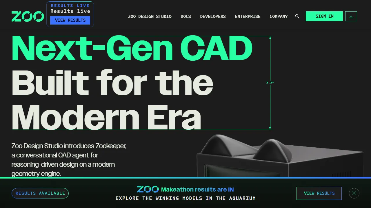 ZooCAD homepage, 3d & modeling AI tool