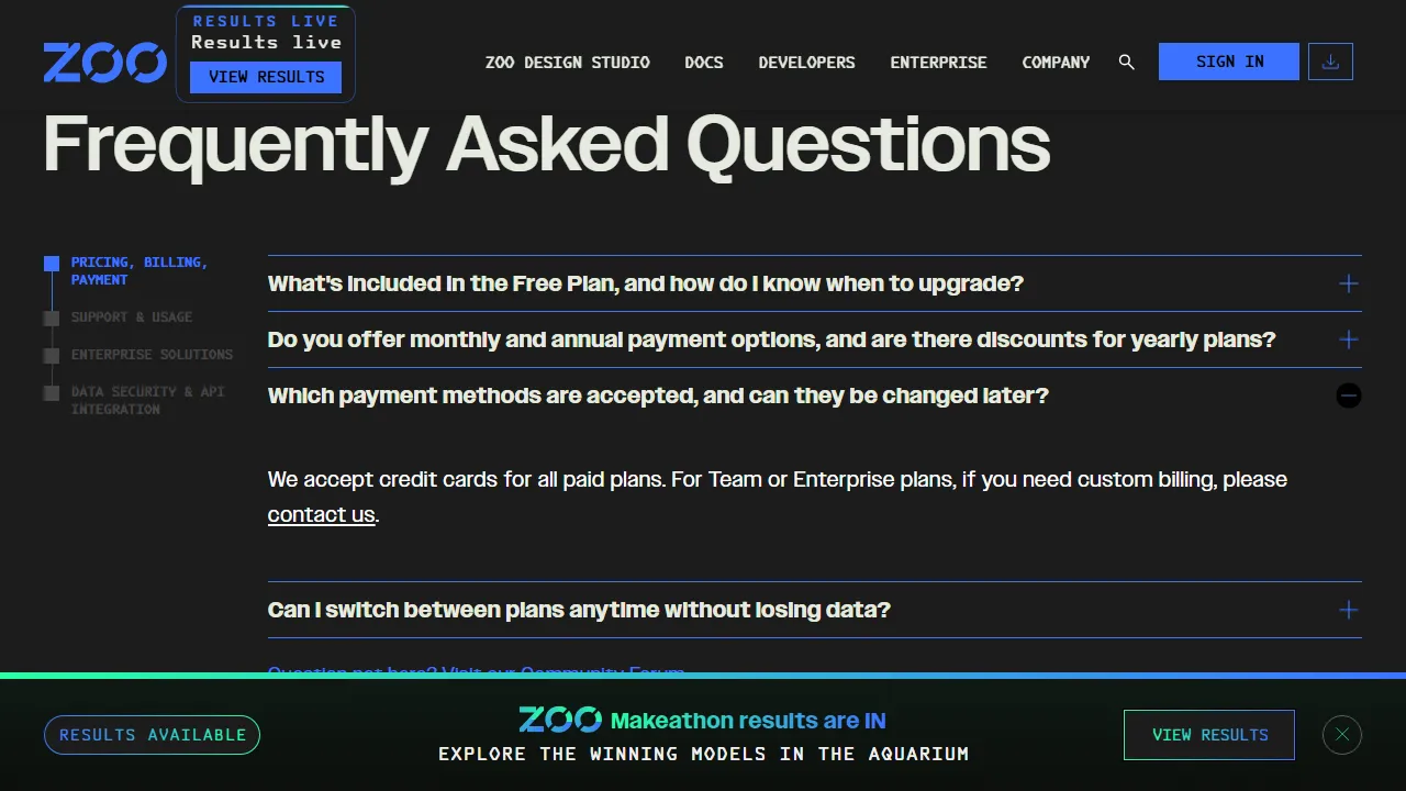 ZooCAD pricing page: plans and rates