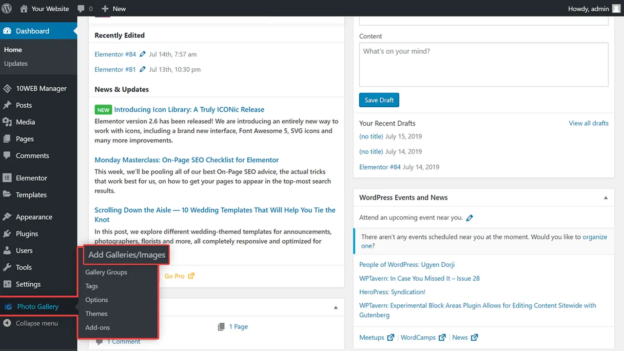 10Web dashboard view