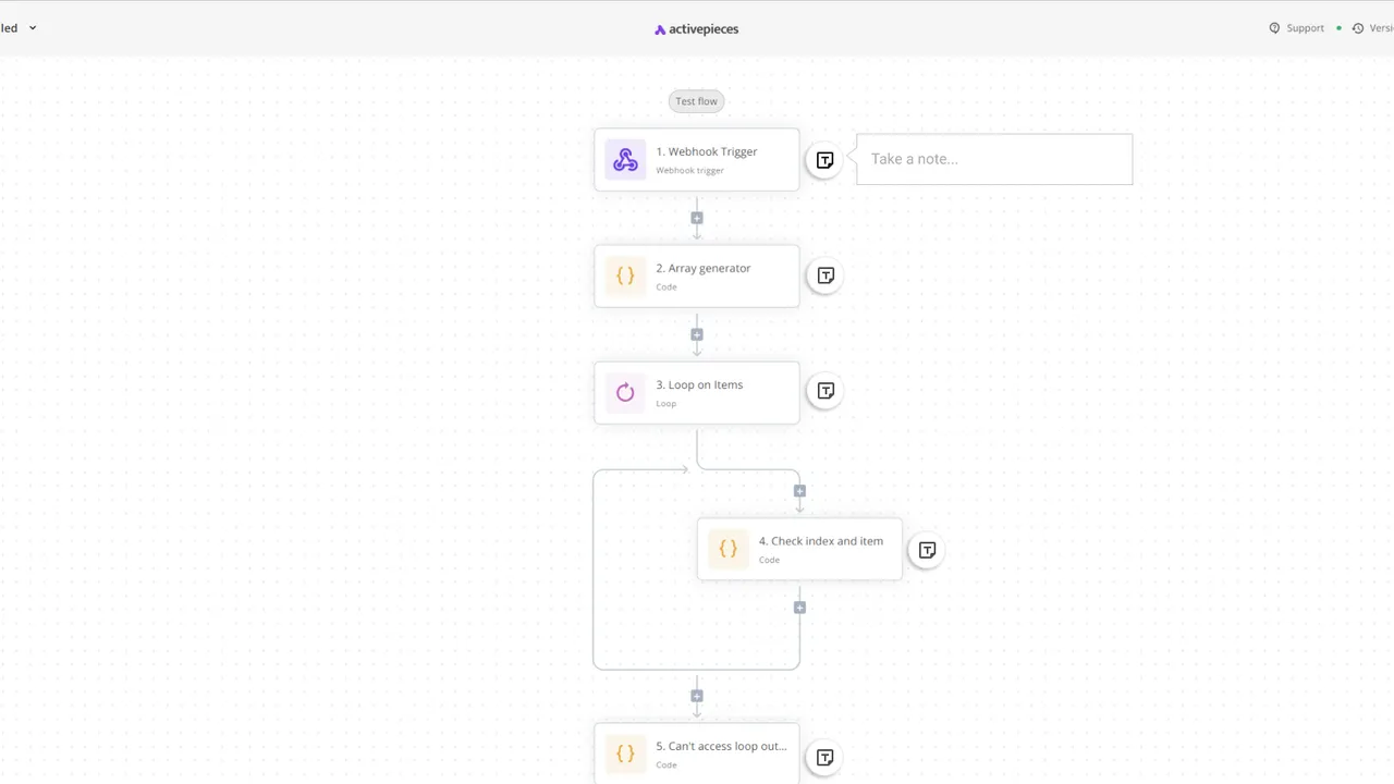 Activepieces dashboard view