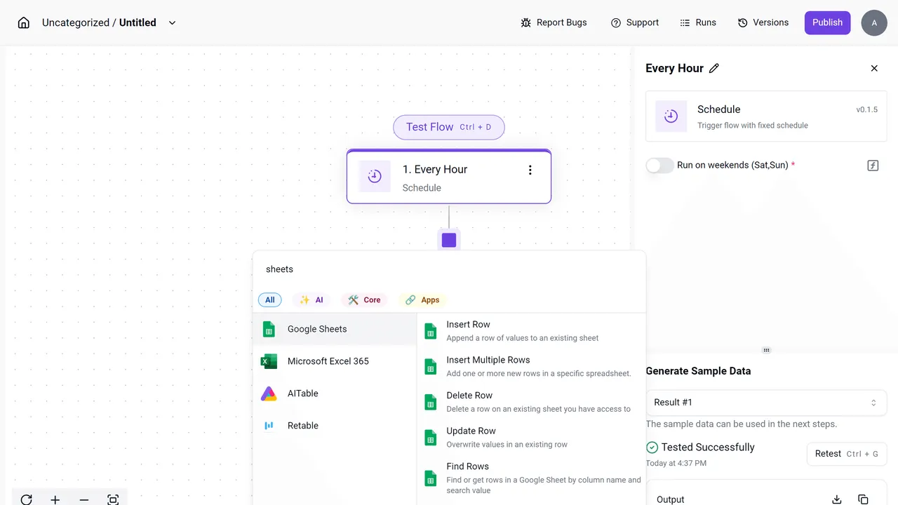 Activepieces interface in use