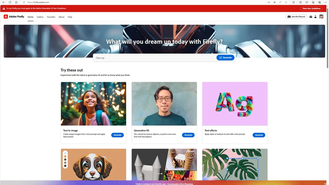 Adobe Firefly in action, image AI tool