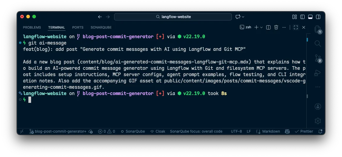 AI Commits dashboard view