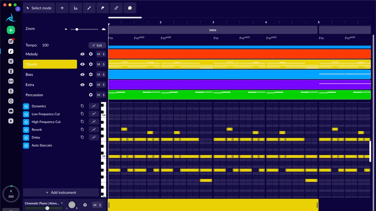 AIVA interface in use