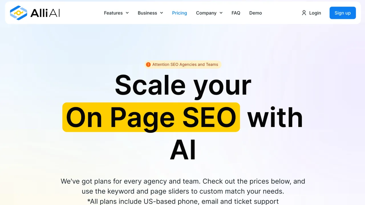 AlliAI in action, marketing & seo AI tool